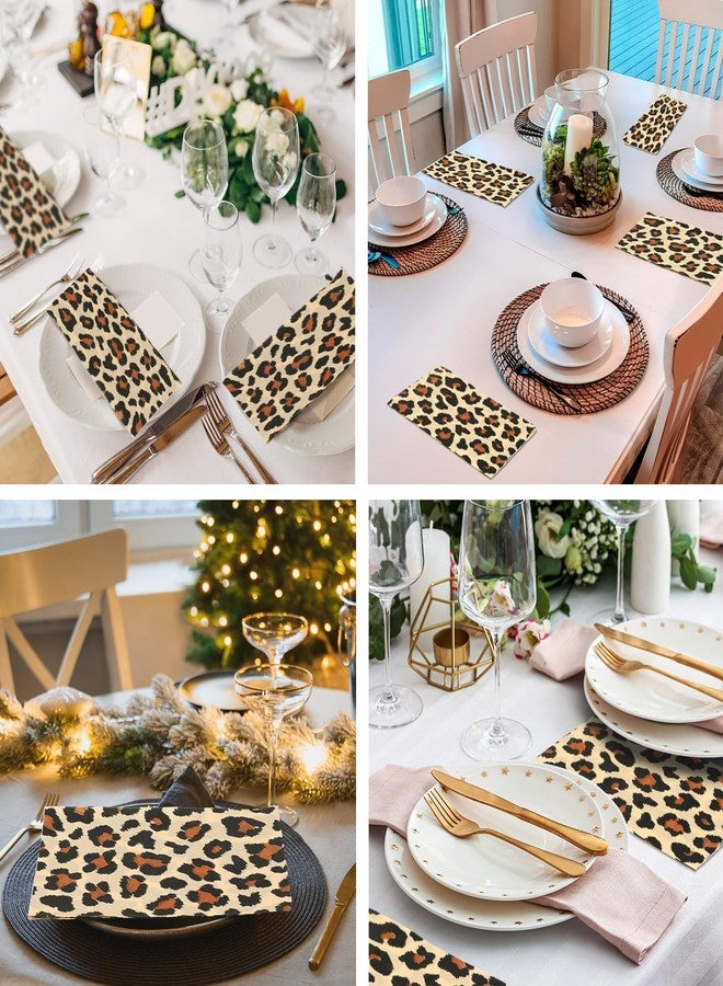 Zonon مناديل ضيوف بطبعة النمر من زونون 200 قطعة مناديل يدوية قابلة للتخلص منها للضيوف من أجل الحمام والحفلات والعشاء وزينة مناديل ورقية لحفلات الزفاف وحفلات استقبال الأطفال والمطاعم (بني) - Image 4