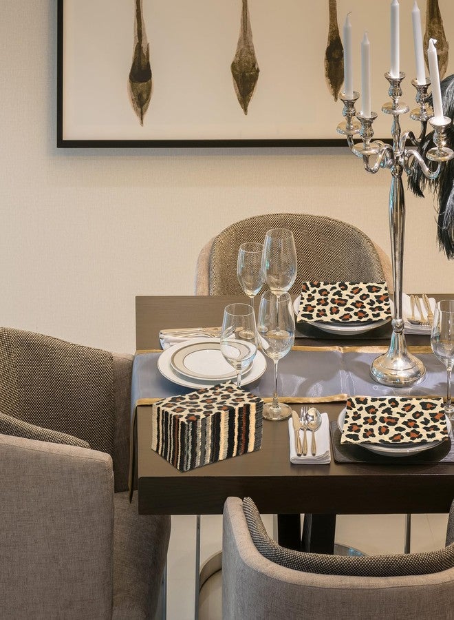 Zonon مناديل ضيوف بطبعة النمر من زونون 200 قطعة مناديل يدوية قابلة للتخلص منها للضيوف من أجل الحمام والحفلات والعشاء وزينة مناديل ورقية لحفلات الزفاف وحفلات استقبال الأطفال والمطاعم (بني) - Image 2