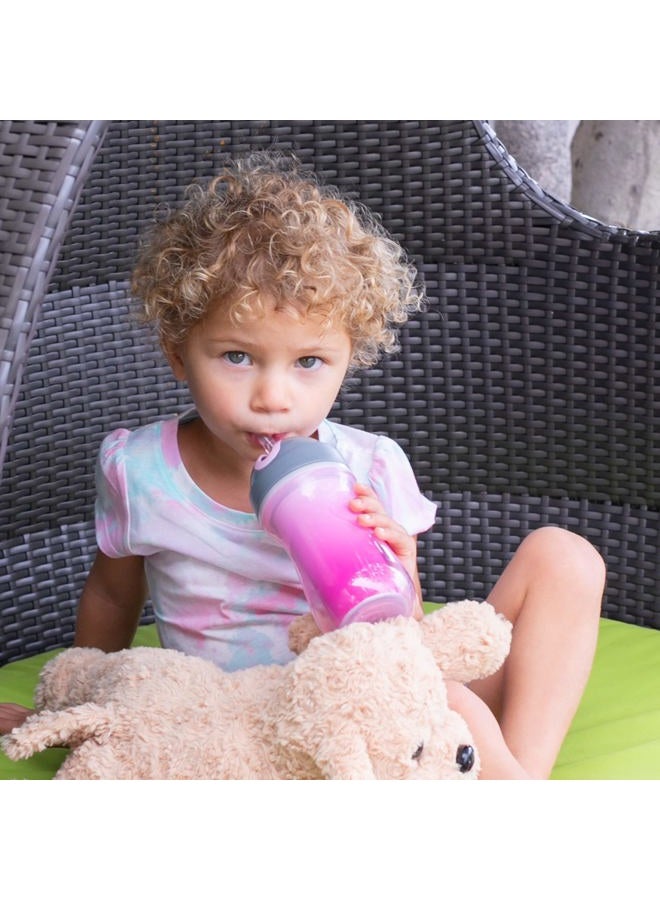 Chicco Flip-Top Straw Cup 9oz | Insulated Toddler Sippy Cup with Soft Silicone Straw | No-Spill Valve | Easy-Clean | BPA-Free | 2pk | For Ages 12+ Months | Dream Pink/Purple - Image 2