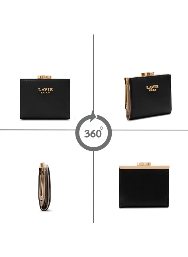 Lavie Luxe Women's Frame25 Small Bifold Wallet (Black)