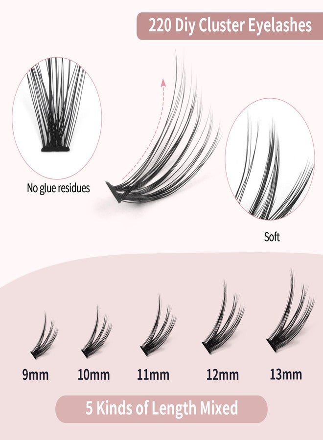 MAGEFY 220 pcs Cluster Lashes 30D 0.07C Eyelash Clusters 9-13mm Individual Lashes Volume Long DIY Eyelash Extension Reusable Eyelashes Mixed Length - Image 3