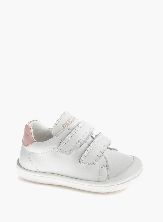 بابلوسكي Leather Ankle Sneakers With Hook & Loop Closure
