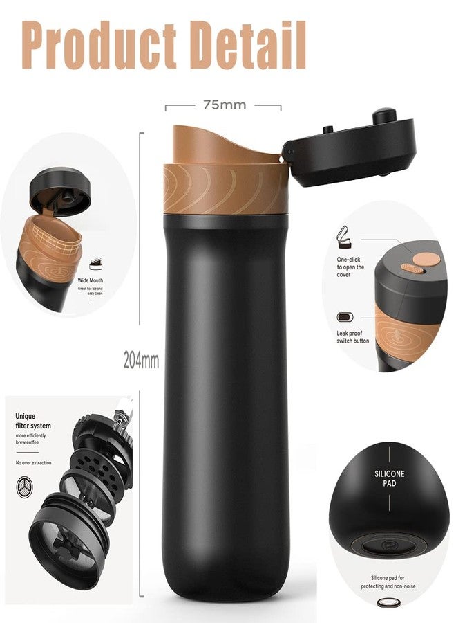 Sesama Classic Portable French Press Coffee Mug 12 oz with Carry Loop, Stainless Steel French Press Coffee Maker, BPA Great for Camping and Travel - Image 5