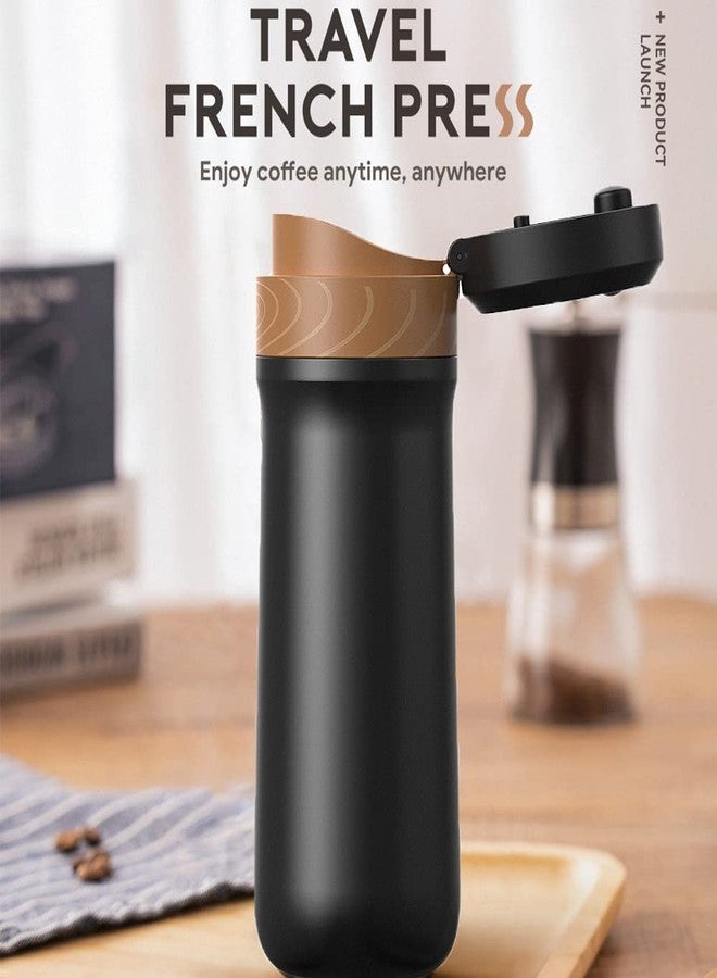 Sesama Classic Portable French Press Coffee Mug 12 oz with Carry Loop, Stainless Steel French Press Coffee Maker, BPA Great for Camping and Travel - Image 2