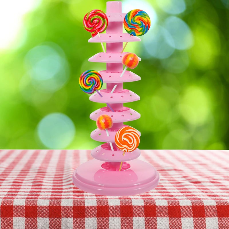 Pink Plastic Cake Pops Display Stand Tower Holder For Wedding Birthday Party Buffet - Image 3