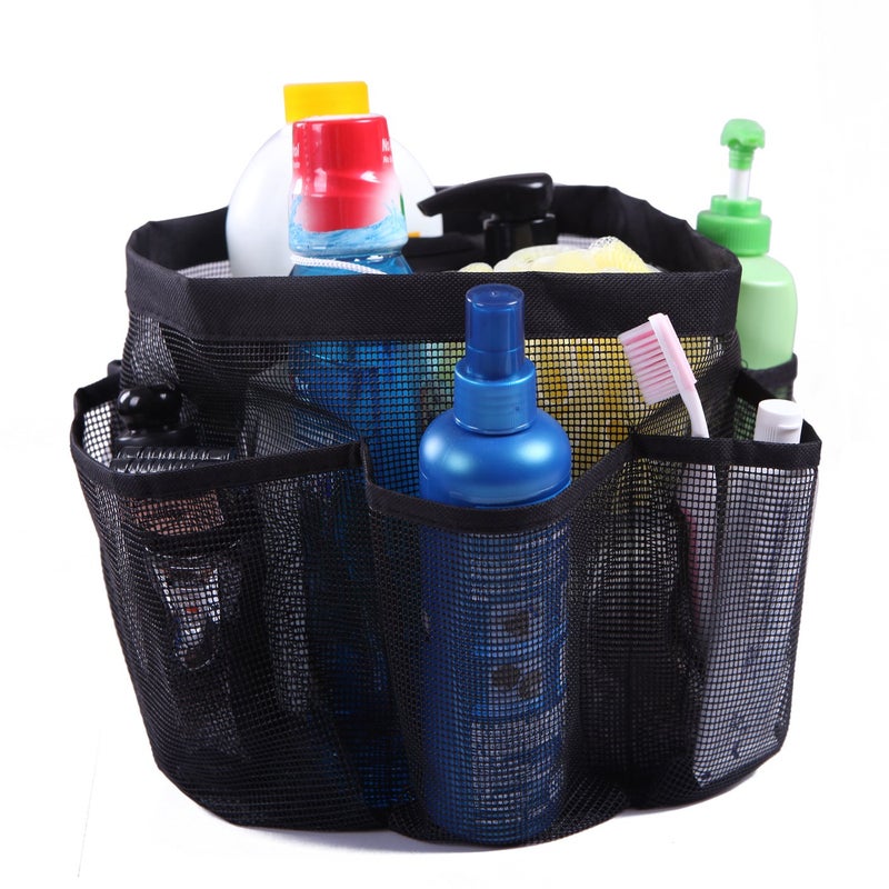 إتش دي إي HDE Shower Caddy Mesh Bag College Dorm Bathroom Carry Tote Hanging Organizer (Black) - Image 4