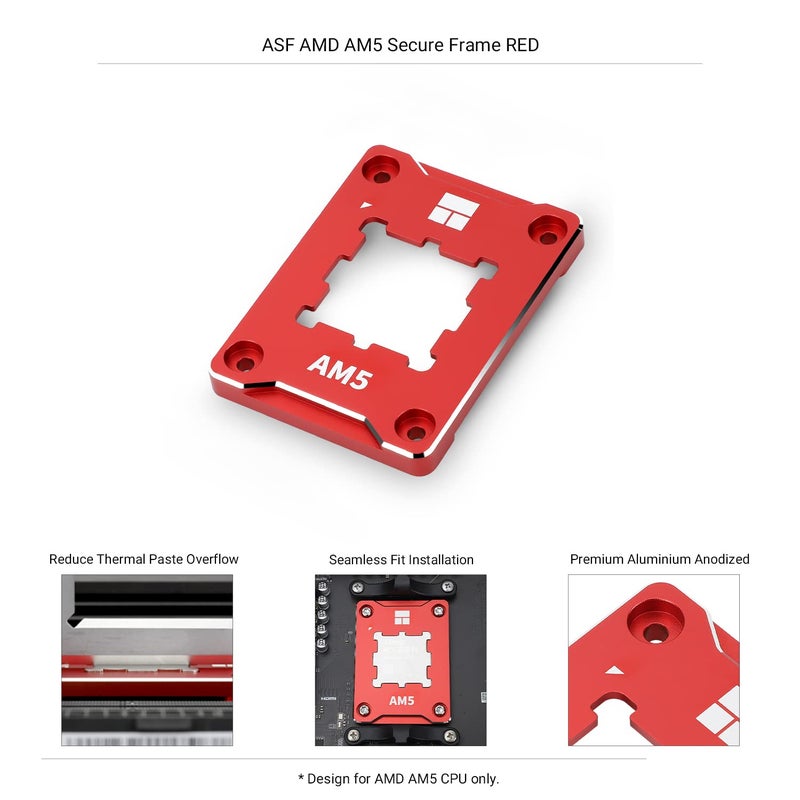 Thermalright ASF-RED AM5 CPU Holder, Corrective Anti-Bending Fixing Frame, AM5 Full-fit Fixed Non-Marking Mounter, AM5 Anti-Bending Contact Frame, CPU Cooler Standard - Image 3