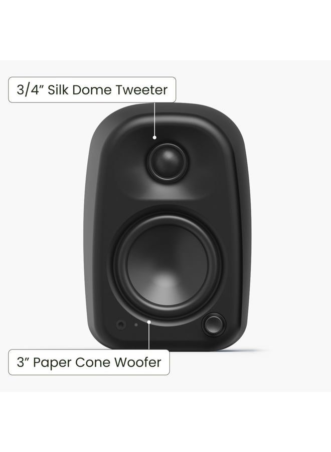 Kanto UKI 100 W Active Desktop Computer Speakers with Bluetooth and USB-C | Intelligent Sub Integration | Headphone Out | Pair | Onyx - Image 2