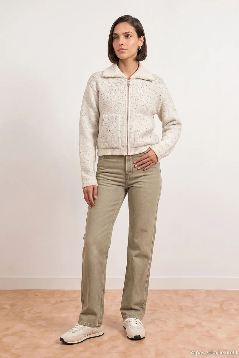 Dilvin Oatmeal Natural DILVIN Women’s Wool-blend Cardigan for Women | Best Price UAE
