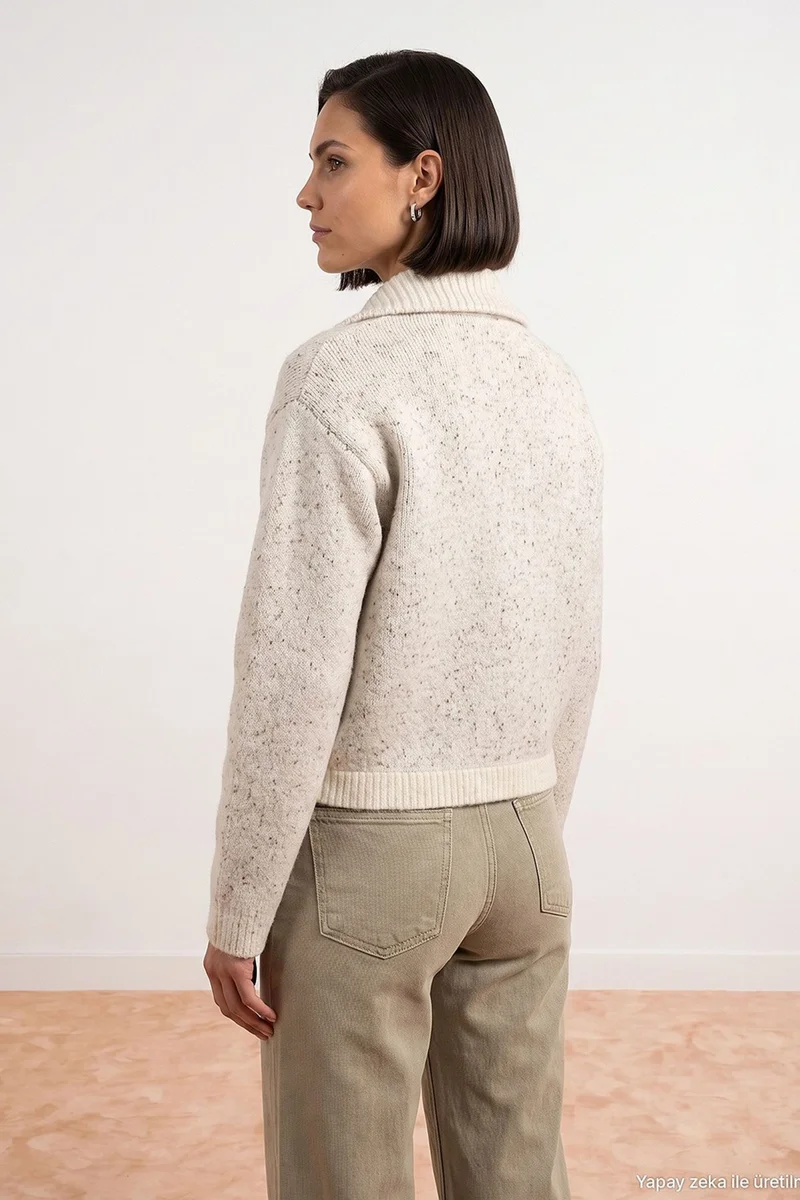Dilvin Oatmeal Natural DILVIN Women’s Wool-blend Cardigan for Women | Best Price UAE