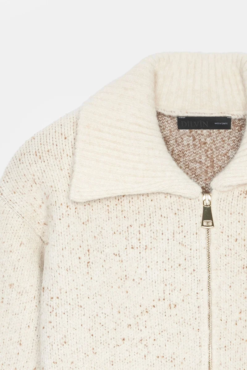 Dilvin Oatmeal Natural DILVIN Women’s Wool-blend Cardigan for Women | Best Price UAE