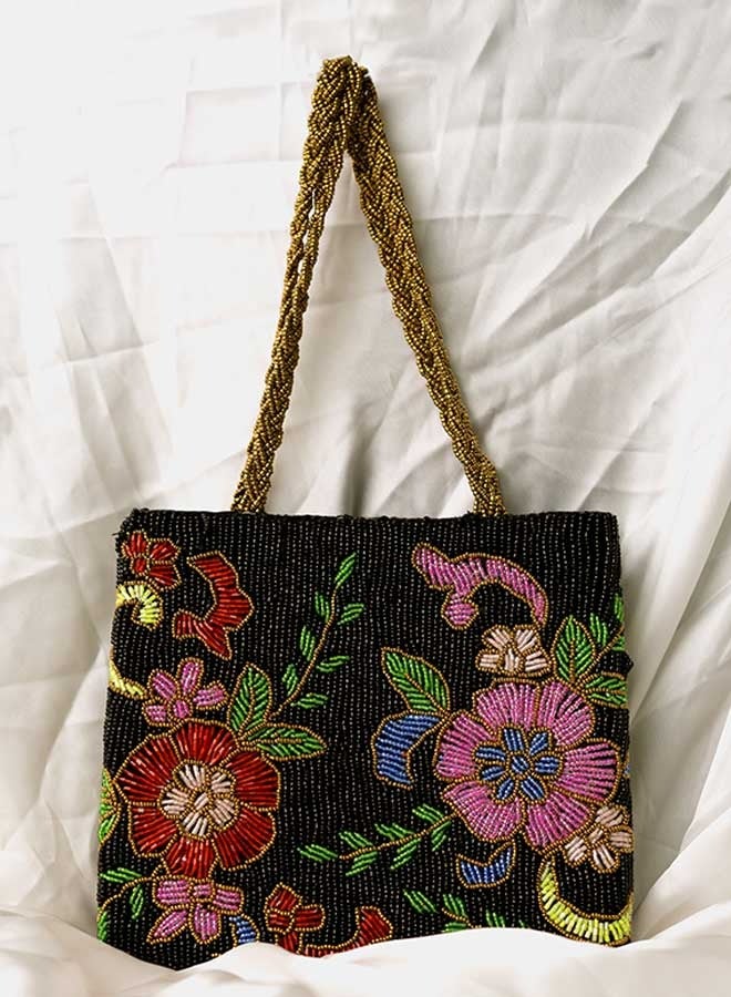 Kanydaro Floral Beaded Embellishments Handbag & Braided Strap - Image 1