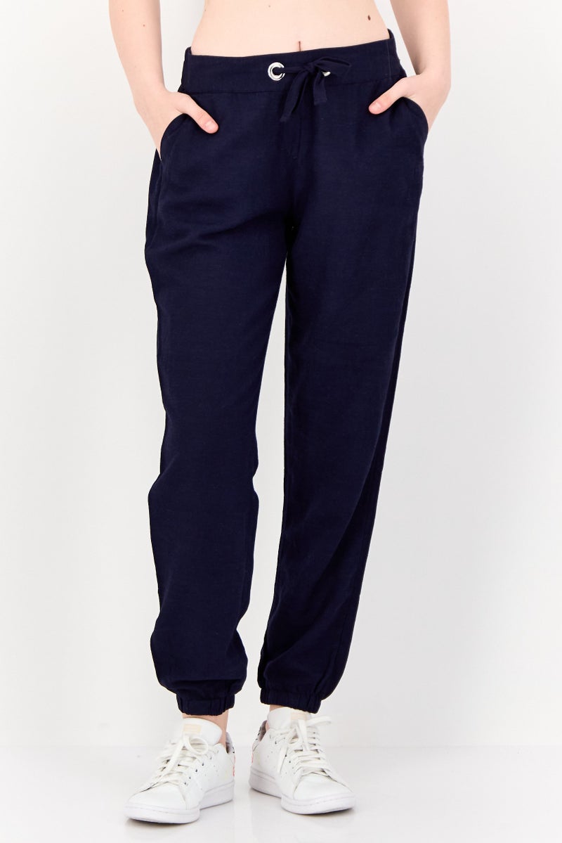 ONLY Women Regular Fit Solid Jogger Pant, Dark Navy - Image 1