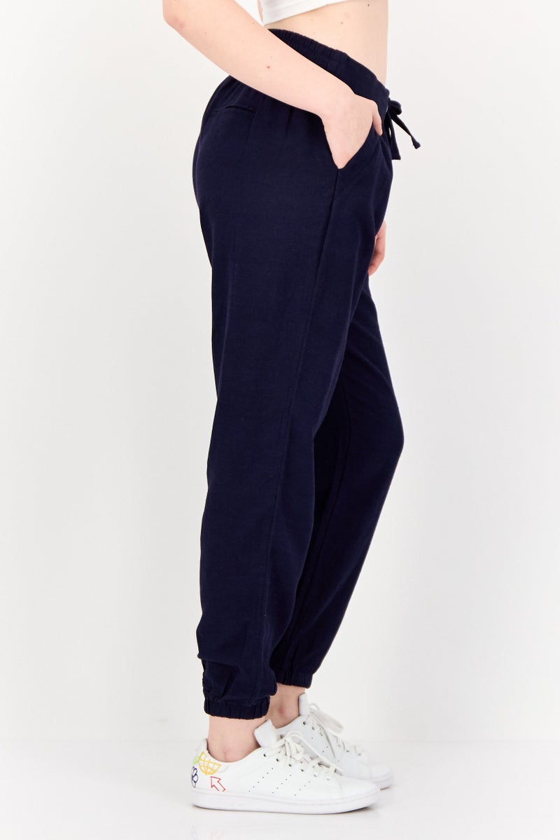 ONLY Women Regular Fit Solid Jogger Pant, Dark Navy - Image 3