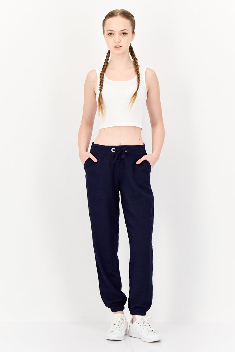 ONLY Women Regular Fit Solid Jogger Pant, Dark Navy - Image 4