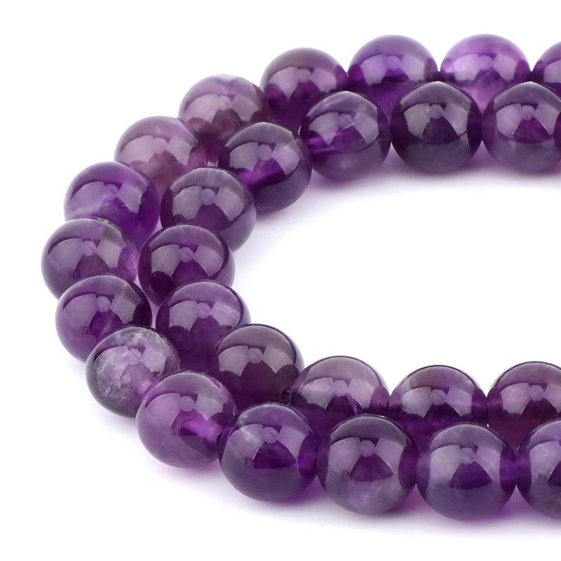 HAAMIIQII 90pcs 4mm Natural Amethyst Crystal Beads Round Stone Loose Gemstone Beads for Jewelry Making Strand 15 Inch