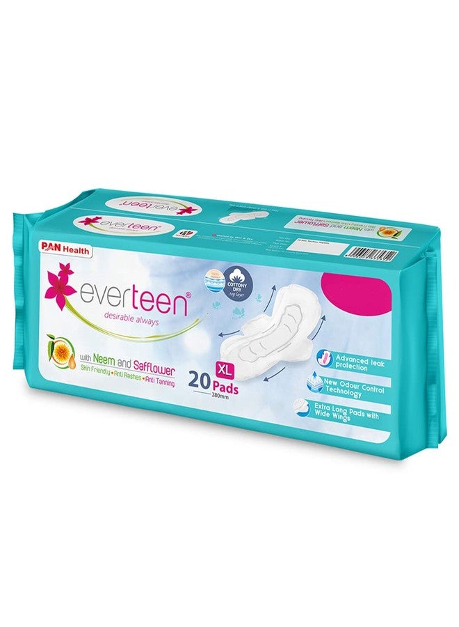everteen Combo Bikini Line Hair Remover Creme 50g & XL Dry Sanitary Napkin Pads with Neem and Safflower - (20 Pads, 280mm) - Image 3