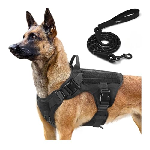 WapaW Dog Harness No-Pull Pet Harness Adjustable Outdoor Pet Vest 3M Reflective Oxford Material Vest for Dogs Easy Control for Small Medium Large Dogs (Tactical Black, Small (Harness + Leash)) - Image 5