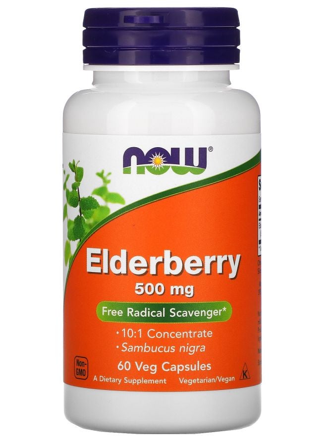 now Elderberry 500 mg 60 Veg Capsules