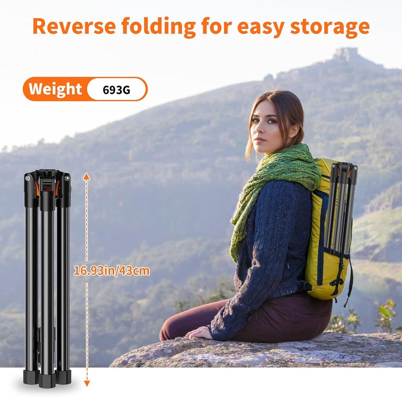 TONEOF 182cm/72" Tablet Floor Tripod Stand, Phone Tripod Stand with 360° Rotatable Ball Head &Travel Bag, Stable Foldable Laptop Mount for Travel/Watching/Vlogging, for iPad/Tablet/Kindle/Phone-Black - Image 5
