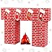 ForraFun 13 Pcs Christmas Cardboard Fireplace Decor Boxes Set 3D Artificial Red Brick Cardboard Fireplace Fake Campfire Christmas Stocking Card Backdrop Photo Prop Stand up for Xmas Party Background - Image 2