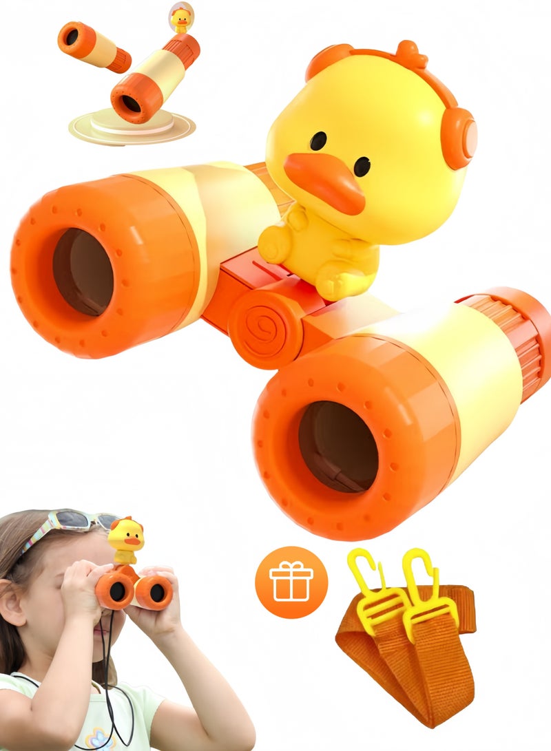 Kids Binoculars Toy Set,Binoculars toy for Toddlers & Kids,Duck-Themed kid's Binoculars,10 X Adjustable Magnification, for Bird Watching, Camping, Outdoor Games, Exploration activities - Image 1