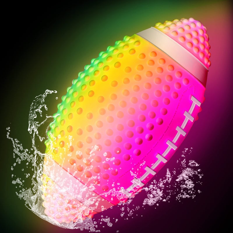 Enhon Rainbow Colorful 9.6 Inch Glow In The Dark Waterproof LED Light Up Football for Teens Adults - Image 1
