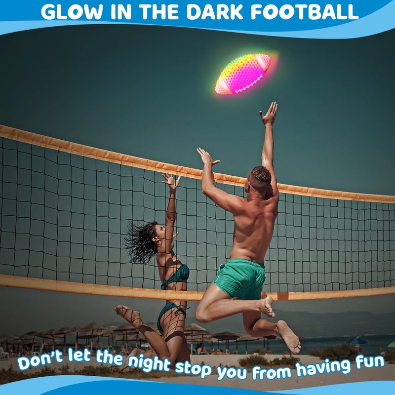 Enhon Rainbow Colorful 9.6 Inch Glow In The Dark Waterproof LED Light Up Football for Teens Adults - Image 2