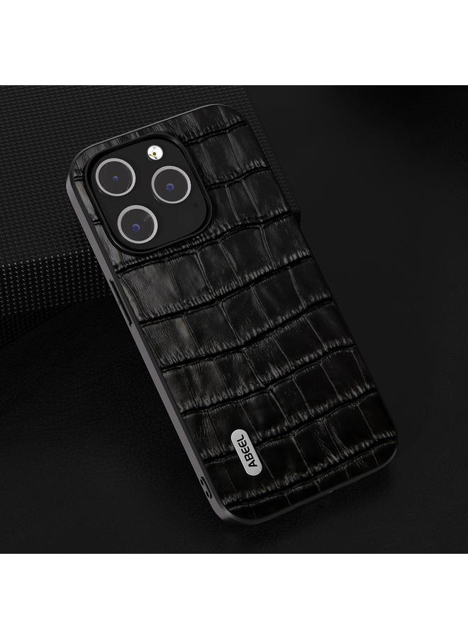 S-TOP Case For iPhone 15 Pro Max ABEEL Crocodile Texture Genuine Leather Phone Case - Image 2
