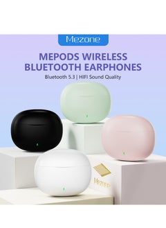 Mezone MEPODS True Wireless Bluetooth Earbuds with Touch Control, Powerful Bass, Bluetooth 5.3 Earphones, 5-6 Hours Playtime & Built-in Microphone, Black  - Image 2