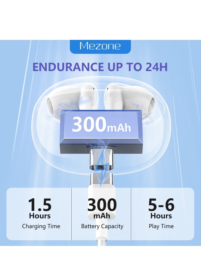 Mezone MEPODS True Wireless Bluetooth Earbuds with Touch Control, Powerful Bass, Bluetooth 5.3 Earphones, 5-6 Hours Playtime & Built-in Microphone, Black  - Image 5