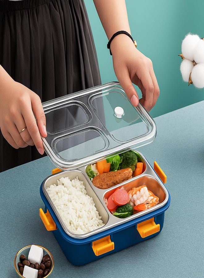 Lynacz® Premium Stainless Steel Bento Tiffin Box | 3-Section 700ml Leak-Proof Food Container | Rust-Free & Easy to Wash | Perfect for Healthy Office Lunch, Kids School Snacks & On-The-Go Travel Meals - Image 2