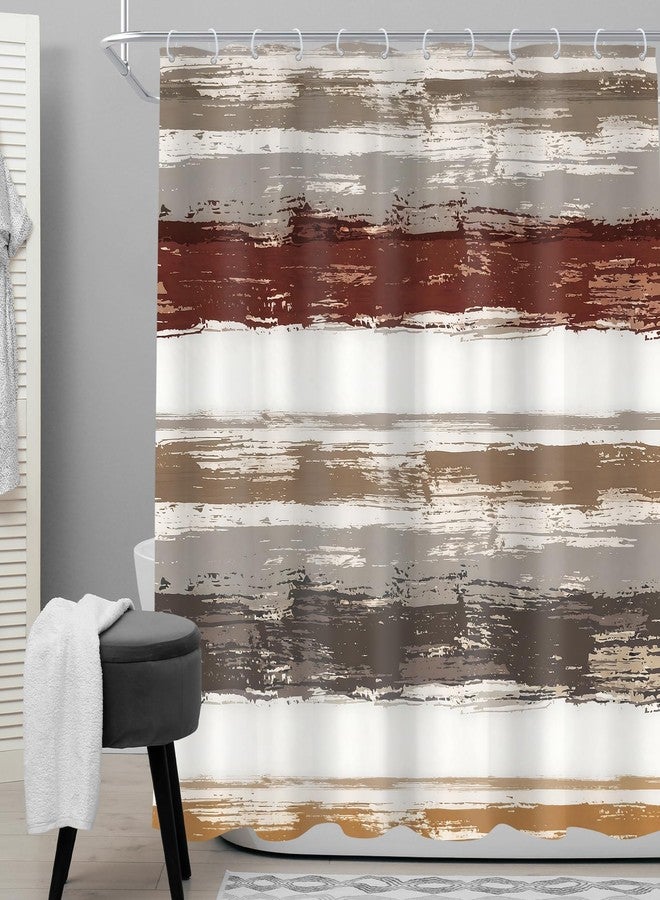 Cinbloo Abstract Brown 72Wx72H Shower Curtain Striped Modern White Grey Watercolor Oil Painting Minimalist Geometric Simple Neutral Bathroom Curtain Set Aesthetic Bath Bathroom Accessories Decor - Image 2
