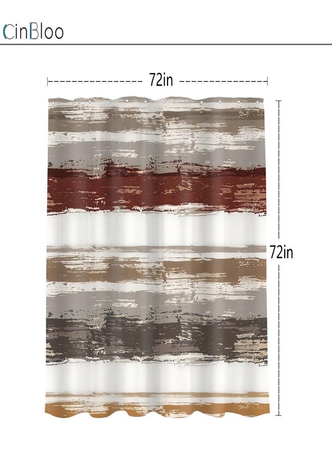 Cinbloo Abstract Brown 72Wx72H Shower Curtain Striped Modern White Grey Watercolor Oil Painting Minimalist Geometric Simple Neutral Bathroom Curtain Set Aesthetic Bath Bathroom Accessories Decor - Image 5
