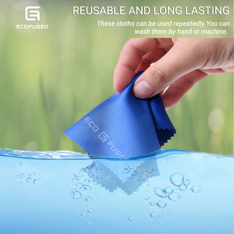 مناديل ميكروفايبر ECO-FUSED – عبوة من 12 قطعة – لتنظيف النظارات والنظارات الشمسية وعدسات الكاميرات والأجهزة اللوحية والهواتف المحمولة وأجهزة الكمبيوتر المحمولة وشاشات LCD والأسطح الحساسة الأخرى - Image 4