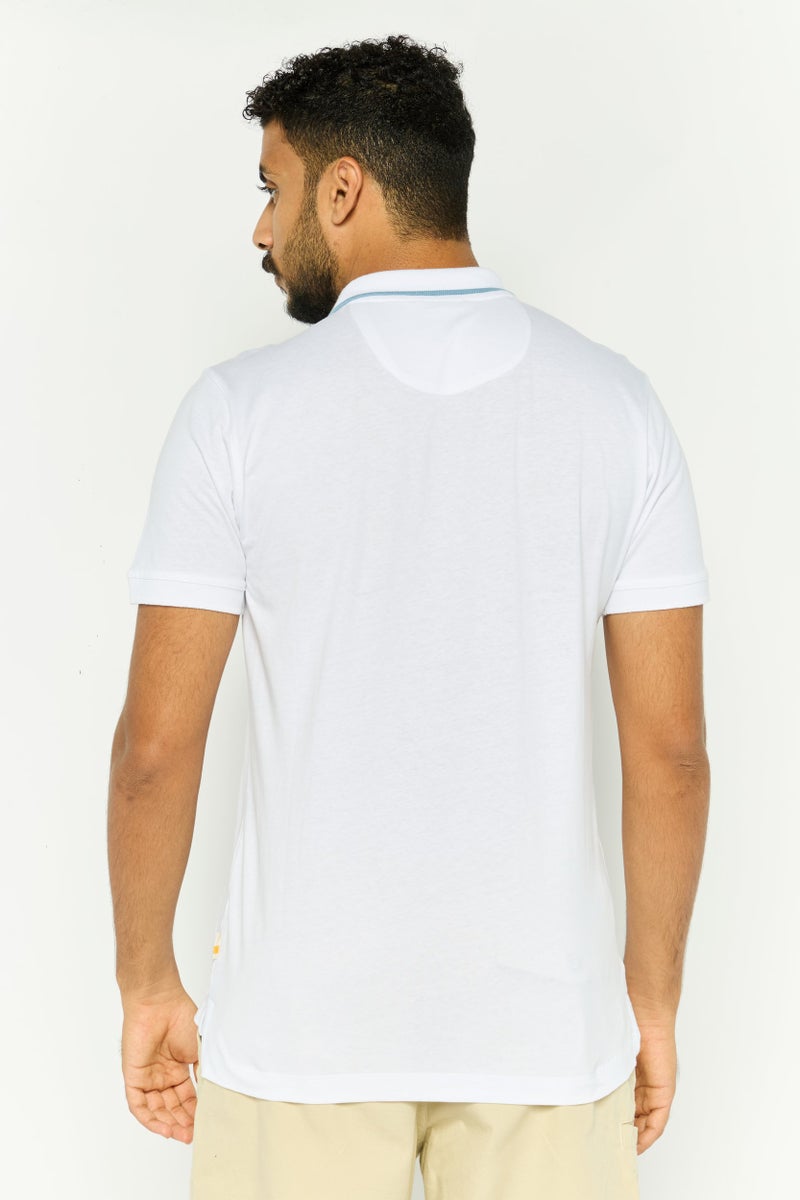 Gazzarrini Men Regular Fit Graphic Print Short Sleeves Polo Shirt, White - Image 2