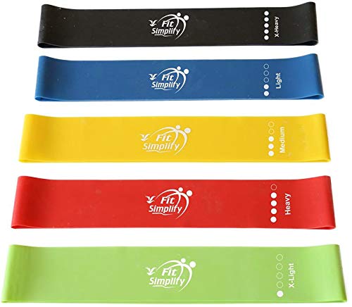 Fit Simplify Resistance Loop Exercise Bands with Instruction Guide and Carry Bag  Set of 5 - Image 2