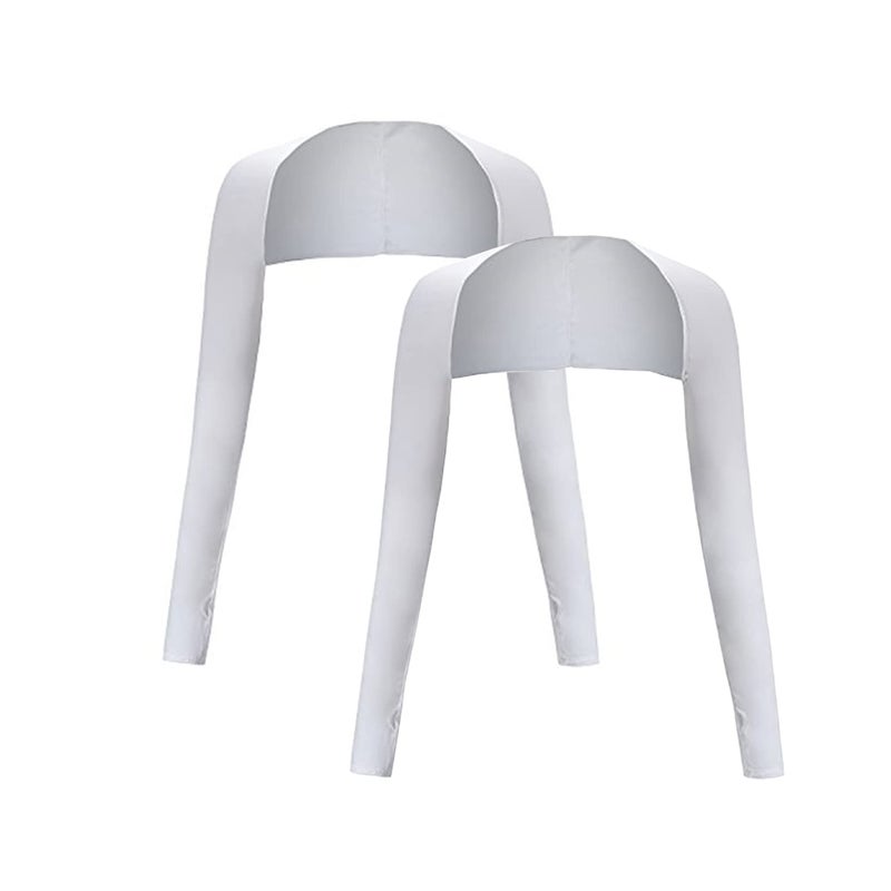 HomTop Cool Shawl Arm Covers 2-Pack Sun Protection with Finger Holes UV Protection Arm Covers for Golfing (White) One size fits all - Image 1