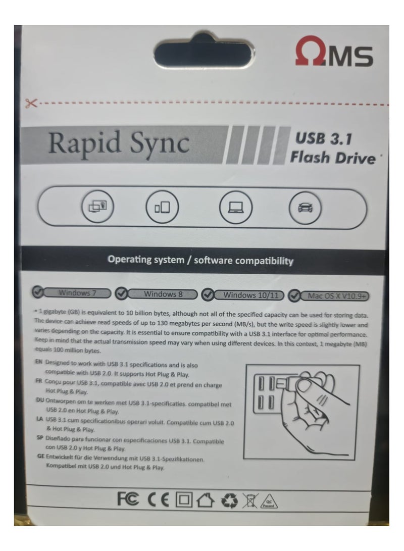 QMS Rapid Sync 128GB USB 3.1 Flash Drive. - Image 2
