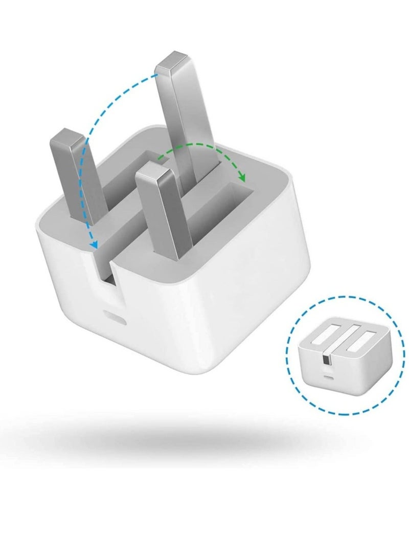 شاحن آيفون سريع PD20W شاحن حائط USB C شاحن سريع نوع-C قابس محول سفر عالمي قابس حائط نوع C متوافق مع iPad Pro و iPad mini و iPhone 13 Pro/13 Pro Max - Image 2
