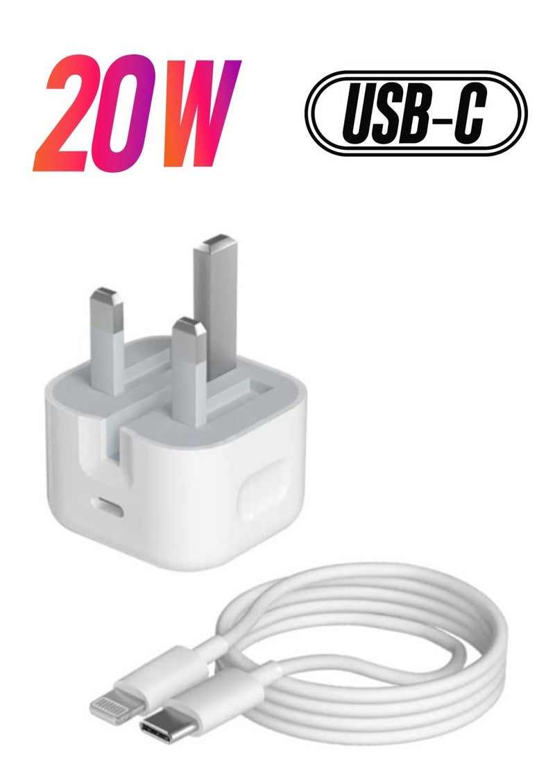 شاحن آيفون سريع PD20W شاحن حائط USB C شاحن سريع نوع-C قابس محول سفر عالمي قابس حائط نوع C متوافق مع iPad Pro و iPad mini و iPhone 13 Pro/13 Pro Max - Image 1
