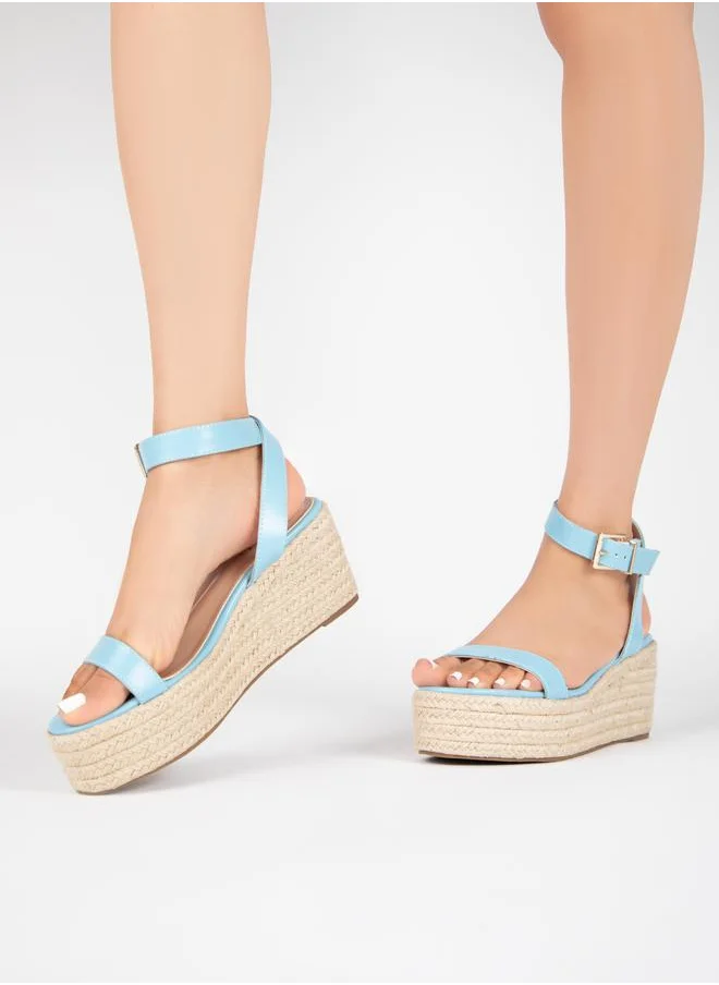 RAID Ankle Slim Strap Espadrille Wedge Sandals