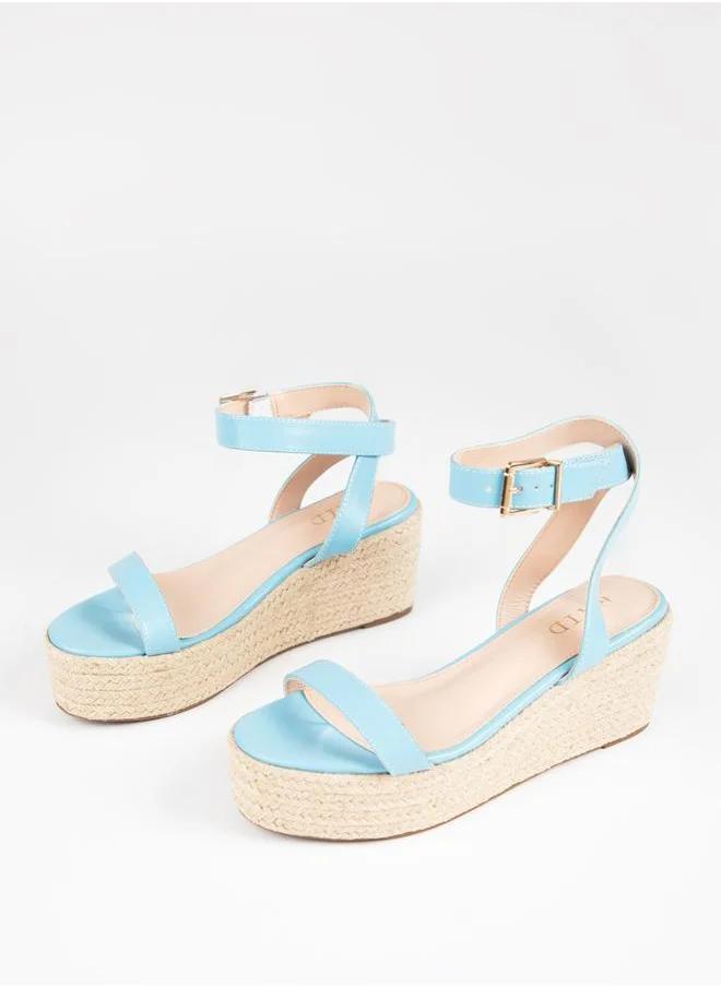 RAID Ankle Slim Strap Espadrille Wedge Sandals by Styli