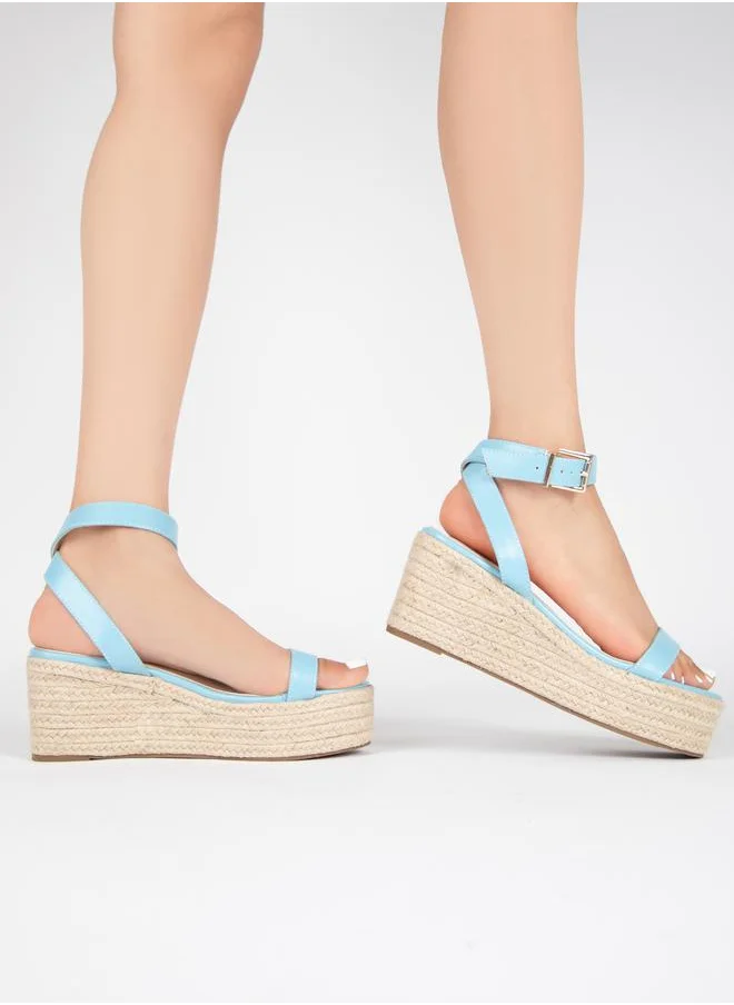 RAID Ankle Slim Strap Espadrille Wedge Sandals by Styli