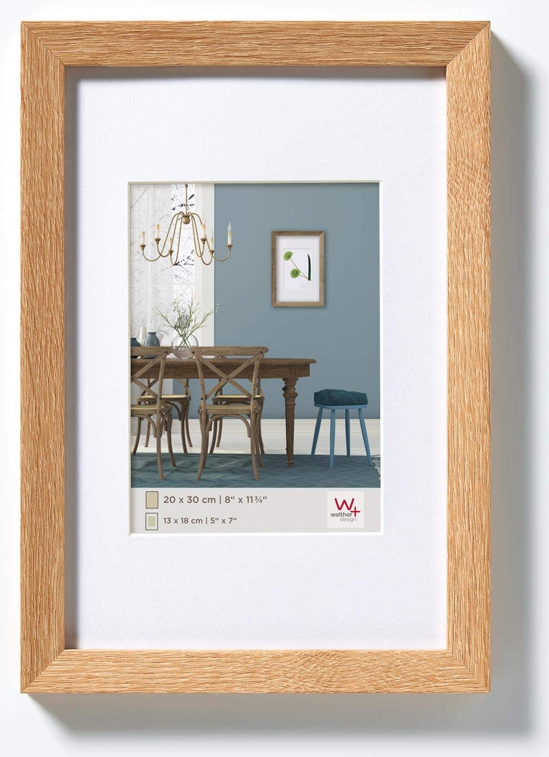 إطار صورة والتير بتصميم خشب البلوط الفاتح 30 × 40 سم مع إطار خشبي PassepArtout Fiorito EF040E