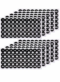 Number Stickers, Consecutive Number Stickers (1-50) 2.54cm Number Labels Waterproof Self-Adhesive Universal Label for Indoor Outdoor Daily Storage Uses (10 Sheets)