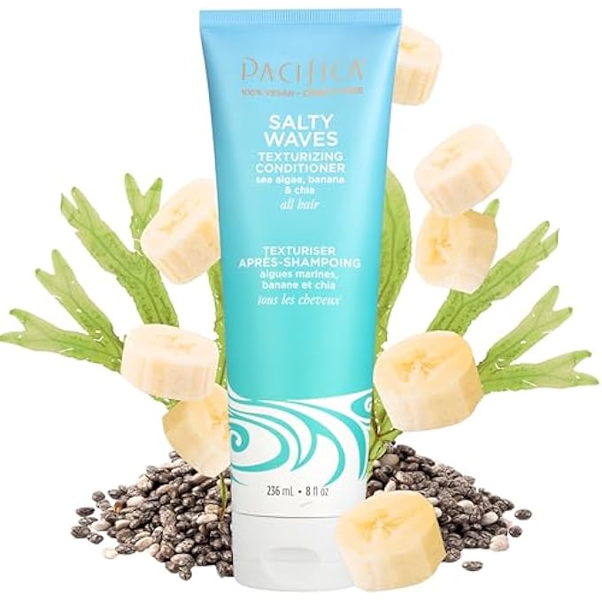 Pacifica BEAUTY CONDITIONER, SALTY WAVES TEXTURIZING AND MOISTURIZING, 8 FL OZ, BANANA SCENT, FOR ALL HAIR TYPES, VITAMIN B + VITAMIN E, VEGAN & CRUELTY FREE - Image 1