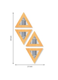 Creative Arts n Frames Creative Arts n Frames Self Adhesive Wooden Decorative Wall Framed Mirror Set of 4 Triangular Shape for Home Office Wall Living Room Bedroom Lobby Decoration 10x10inch Bavarian Beech  - Image 4