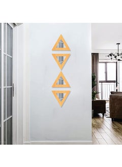 Creative Arts n Frames Creative Arts n Frames Self Adhesive Wooden Decorative Wall Framed Mirror Set of 4 Triangular Shape for Home Office Wall Living Room Bedroom Lobby Decoration 10x10inch Bavarian Beech  - Image 3