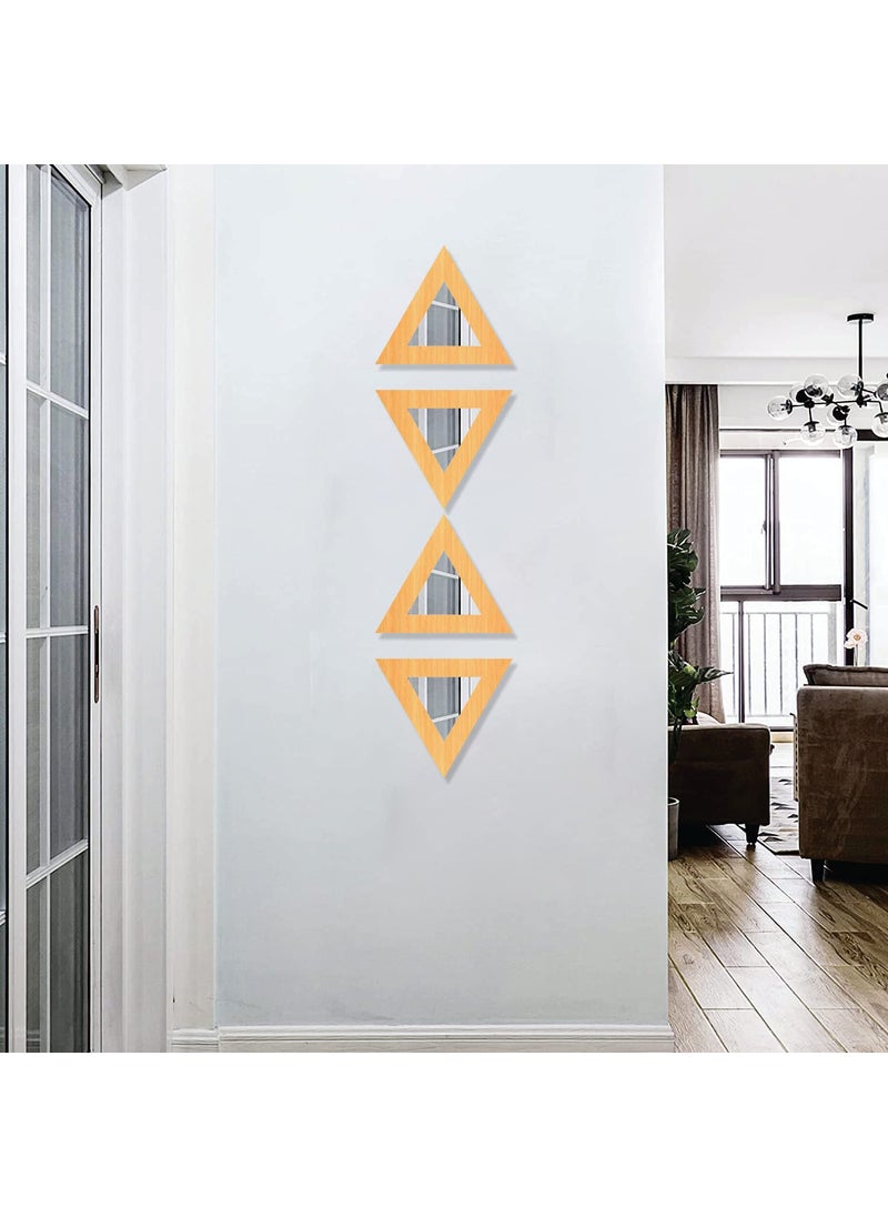 Creative Arts n Frames Creative Arts n Frames Self Adhesive Wooden Decorative Wall Framed Mirror Set of 4 Triangular Shape for Home Office Wall Living Room Bedroom Lobby Decoration 10x10inch Bavarian Beech  - Image 3